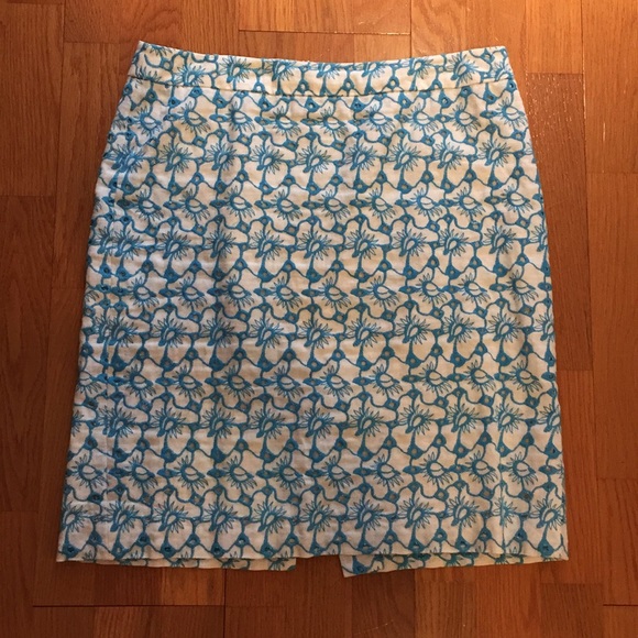 Talbots Dresses & Skirts - Talbots Sz8 Petite Teal/White Linen Skirt